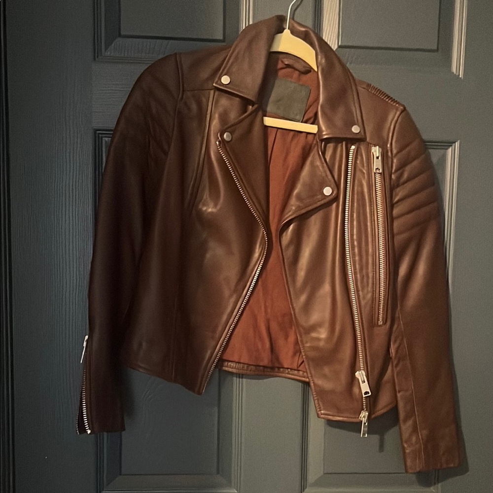 All Saints Brown Leather Motorcycle Jacket